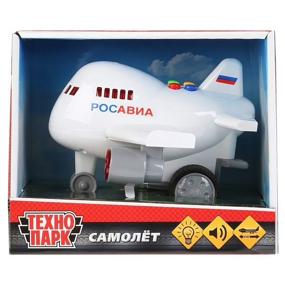 Модель ин. пласт. 14,5см Самолет, свет/звук,коробка 1630055-R (Технопарк)