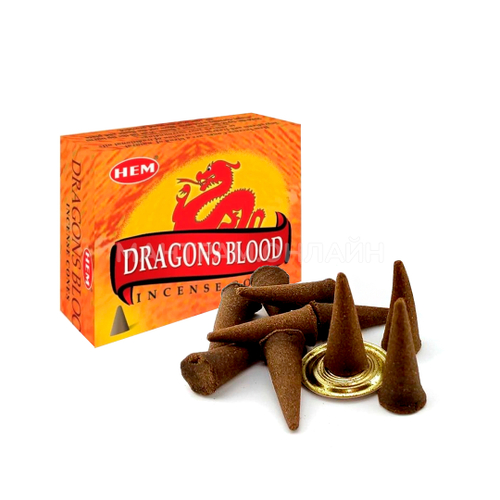 HEM Dragons Blood Благовоние-конус Кровь дракона, 10 шт