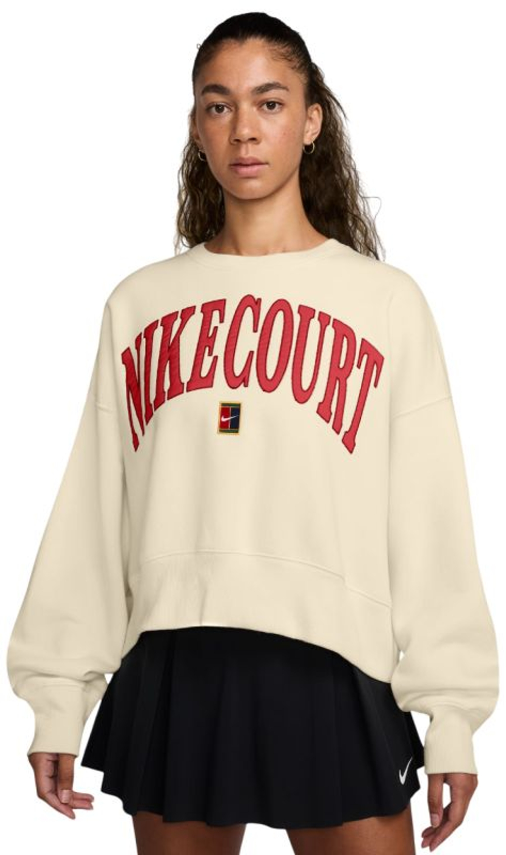 Женская Кофта теннисная Nike Court Phoenix Fleece Oversized Crew-Neck - Бежевый