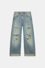 ДЖИНСЫ TRF BAGGY FOLDED СО СРЕДНЕЙ ПОСАДКОЙ И РАЗРЕЗАМИ — ZARA