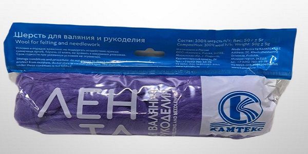 Шерсть для валяния КТ ГЛ Полутонкая 100% шерсть 50 г, 184 талая вода, Камтекс КТ ГЛ