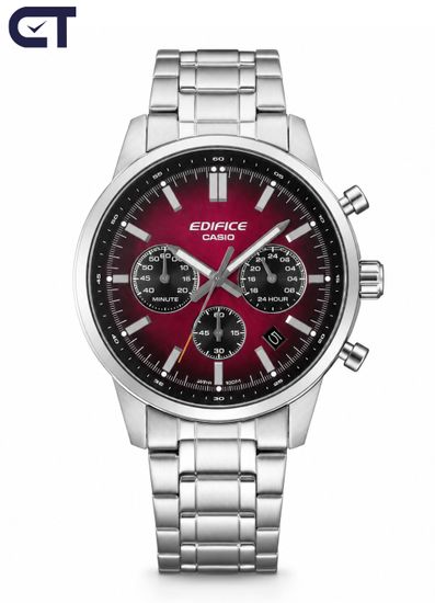 CASIO EFR-575D-4ADF EDIFICE мужские наручные часы — стальной хронограф с красным градиентным циферблатом