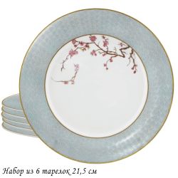 Lenardi 145-633 Набор из 6 тарелок 21,5см САКУРАуп.(х10)Костяной фарфор