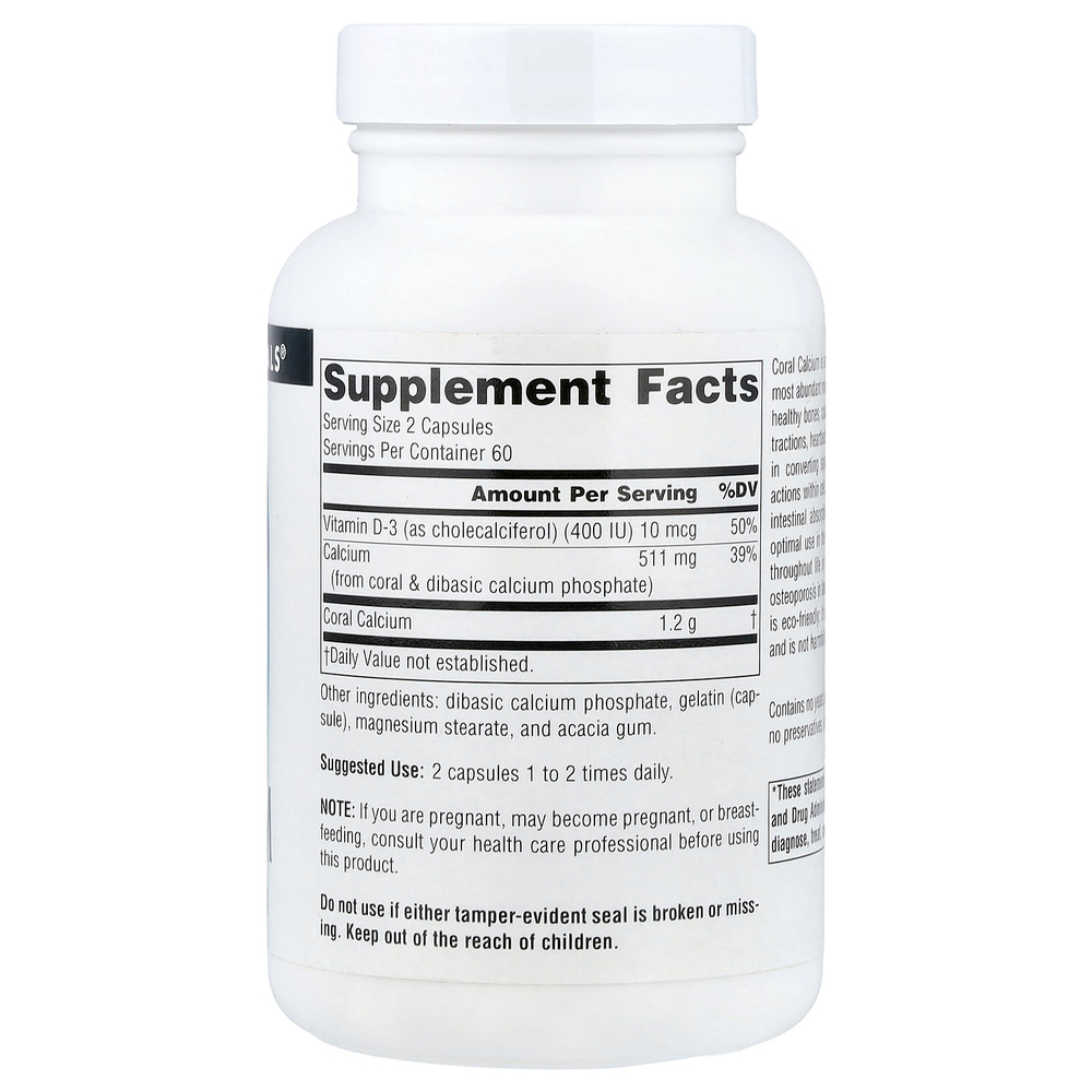 Source Naturals, коралловый кальций, 120 капсул (600 мг в 1 капсуле)