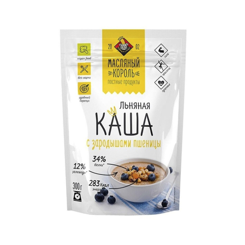 Масляный король Каша льняная с зародышами пшеницы 300г
