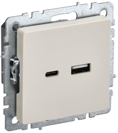 BRITE Розетка USB A+C 18Вт РЮ11-1-БрКр бежевый IEK