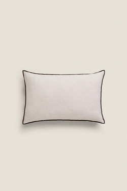 ZARA HOME ЧЕХОЛ НА ПОДУШКУ С ОВЕРЛОКОМ, СВЕТЛО-БЕЖЕВЫЙ