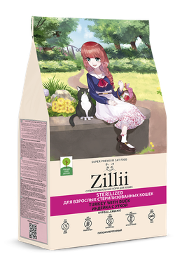 Сухой корм ZILLII для стерилизованных кошек с избыточным весом с индейкой и уткой - 0,4 кг