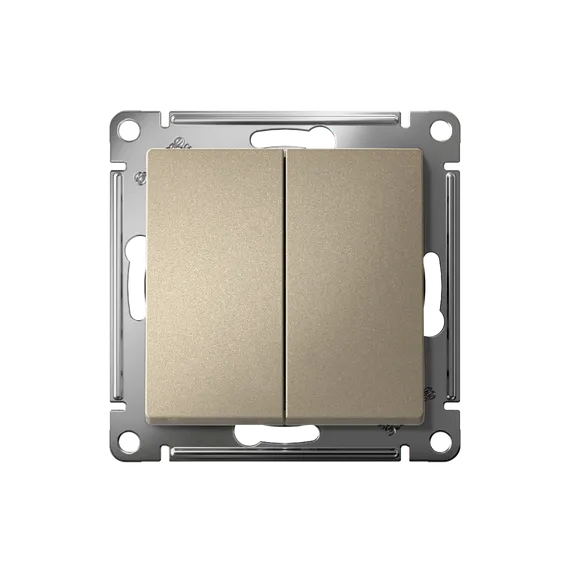 Выключатель двухклавишный Systeme Electric AtlasDesign Шампань, самозажимные клеммы ATN000551S