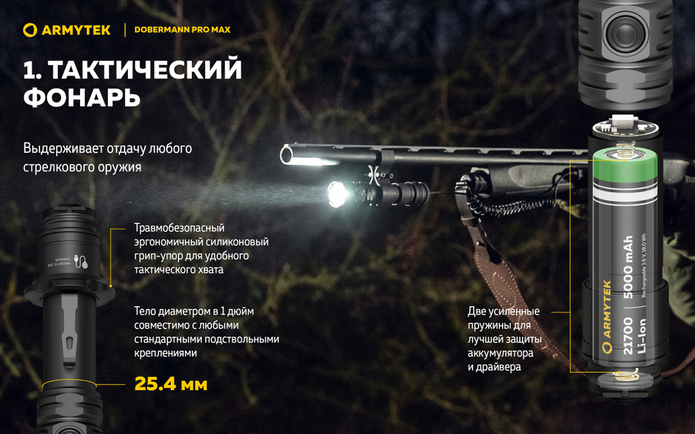 Фонарь Armytek Dobermann Pro Max Magnet USB Белый