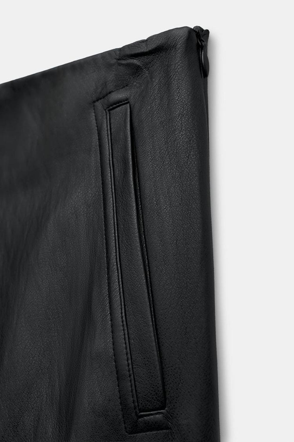 ZARA ЮБКА МИДИ ИЗ ИСКУССТВЕННОЙ КОЖИ, ЧЕРНЫЙ