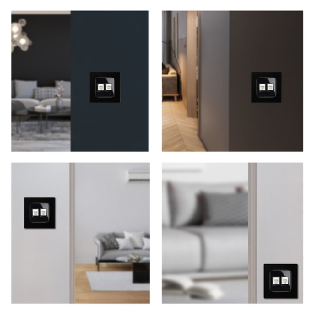 Розетка ЭРА Серия 12 12-3108-06 информационная двойная 2XRJ45 IP20 чёрный | Эра 12