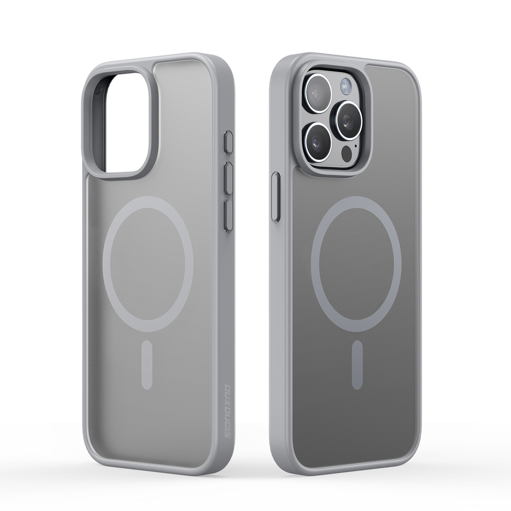 Прозрачный матовый чехол с серыми рамками и с MagSafe от Dux Ducis для iPhone 15 Pro, серия Yind Series Case