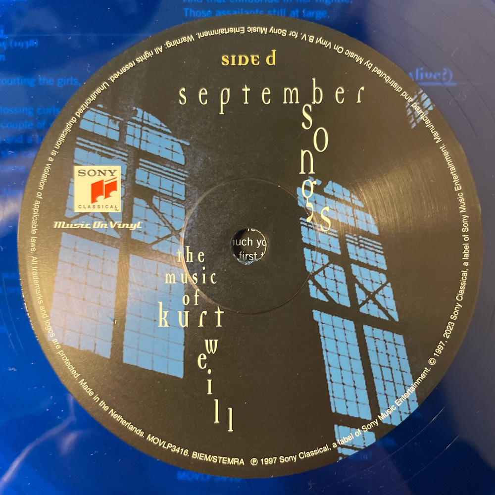 Виниловая пластинка LP Сборник September Songs, The Music Of Kurt Weill (Нидерланды 2023) (Nick Cave, Lou Reed, Elvis Costello и др)