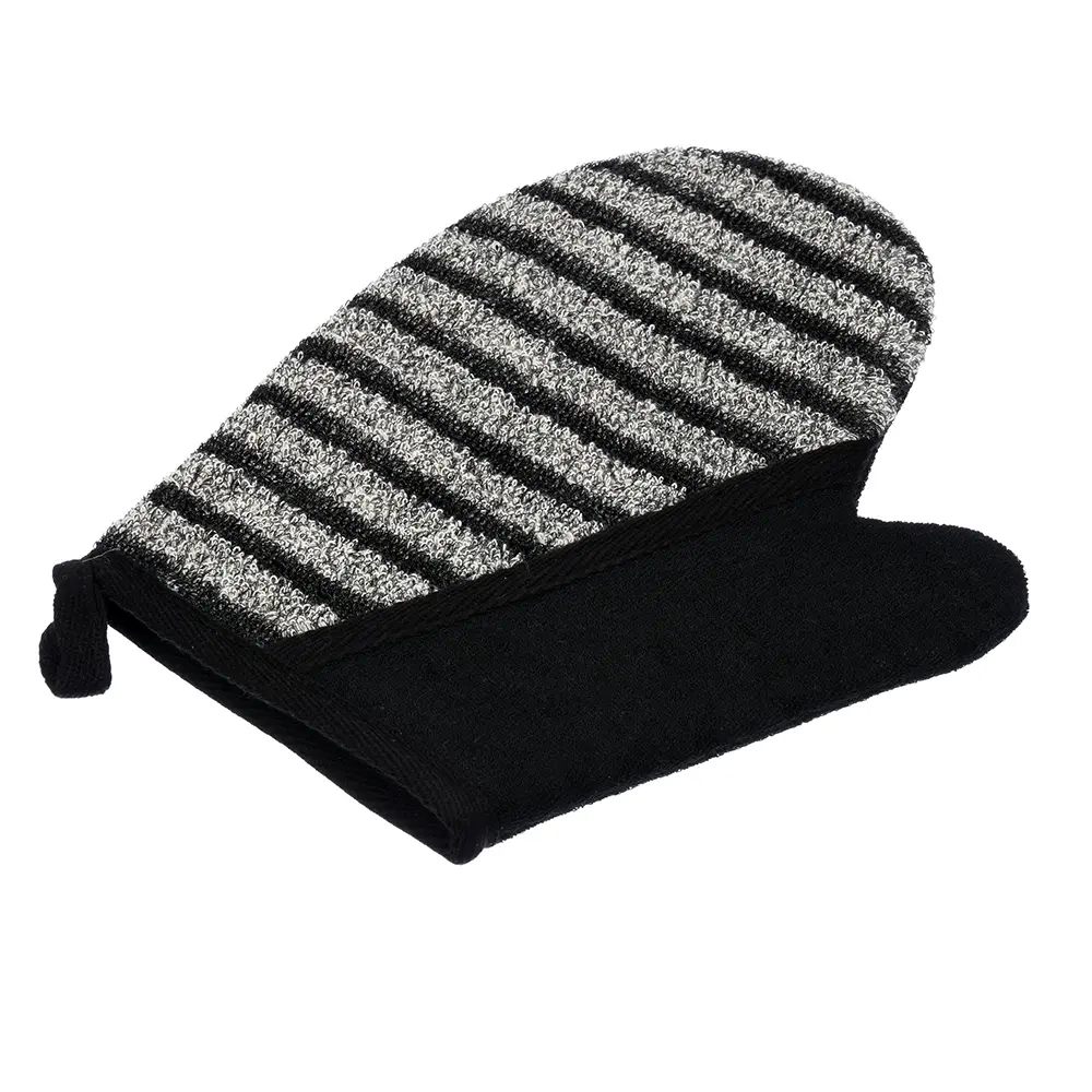 Мочалка «Мужская» варежка, 18х22 см, medium/soft, чёрно-серая, для бани и сауны «Банные штучки»/ 30