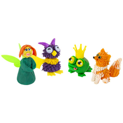 Пластилин тесто BRAUBERG KIDS, 6 цветов, 300г, яркие классические цвета, крышки - штампики, 106718