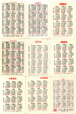 Календарики карманные 20 штук Мультфильмы СССР. 1980 - 1989 гг.