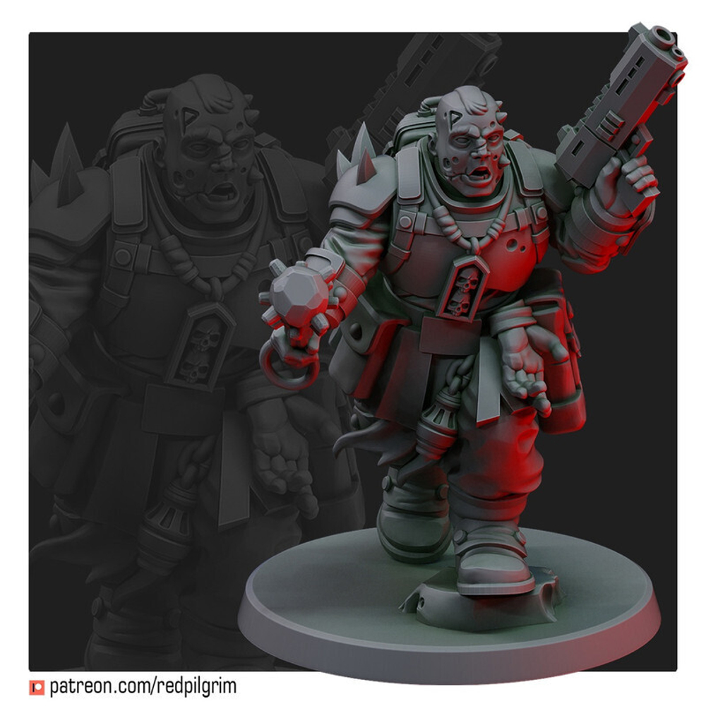 Chaos Renegade Гвардеец ренегат с дубиной и пистолетом миниатюра для AOS,Waha, Настольная игра, НРИ, Варгейм, РПГ