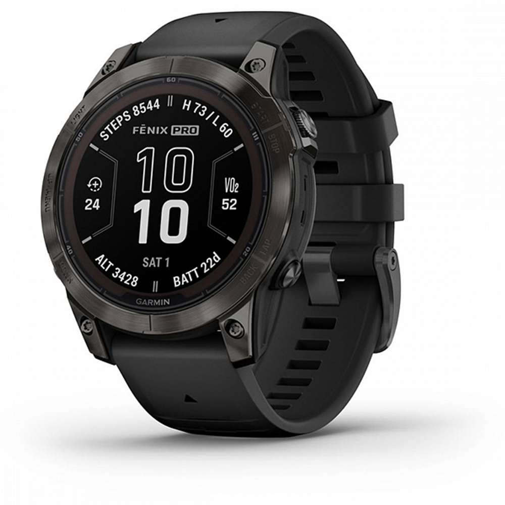 Умные часы Garmin Fenix 7 Pro 47 мм с сапфировым стеклом и солнечной батареей титан DLC Carbon Grey с черным ремешком