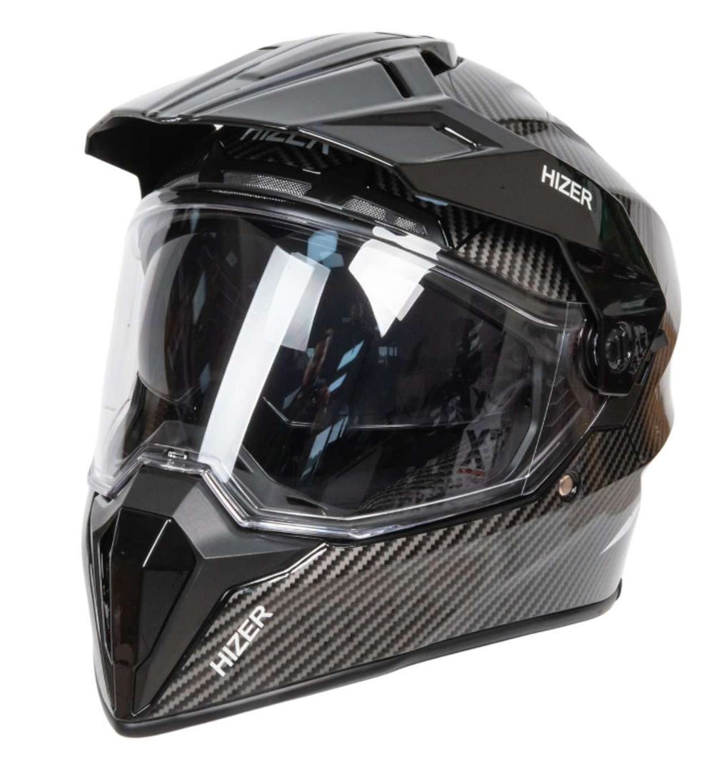 Шлем мото мотард HIZER J6808 №4 (XL) carbon (2 визора)