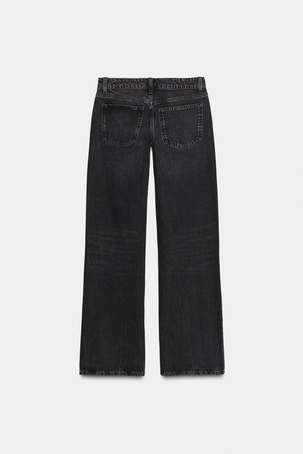 ZARA ДЖИНСЫ TRF WIDE-LEG С НИЗКОЙ ПОСАДКОЙ, ЧЕРНЫЙ