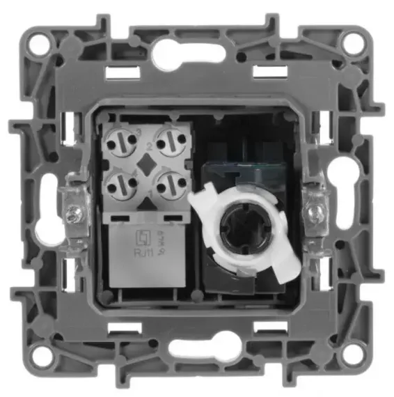 Розетка RJ45 + RJ11 Legrand Etika антрацит 30199