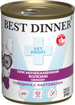 Консервы Бест Диннер Эксклюзив Vet Profi Urinary Уринари диета для взрослых собак говядина с картофелем 340 г
