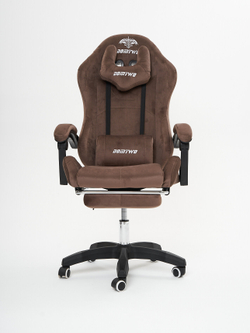 Игровое кресло KRESLO COMFORT DOMTWO, велюровое, с подлокотниками и поясничным упором, цвет:коричневый