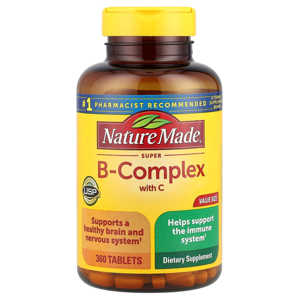 Nature Made, Super-B Complex с витамином C, 360 таблеток
