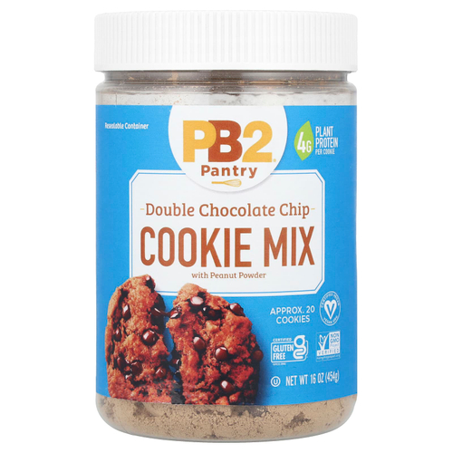 PB2 Foods, смесь для печенья с двойной шоколадной крошкой и арахисовым порошком, 454 г (16 унций)