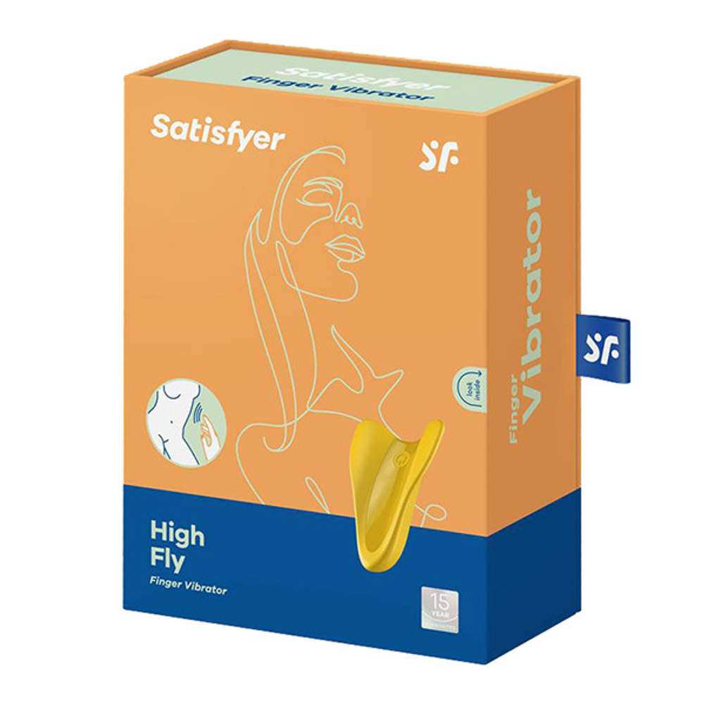 Желтый унисекс вибратор на палец Satisfyer High Fly