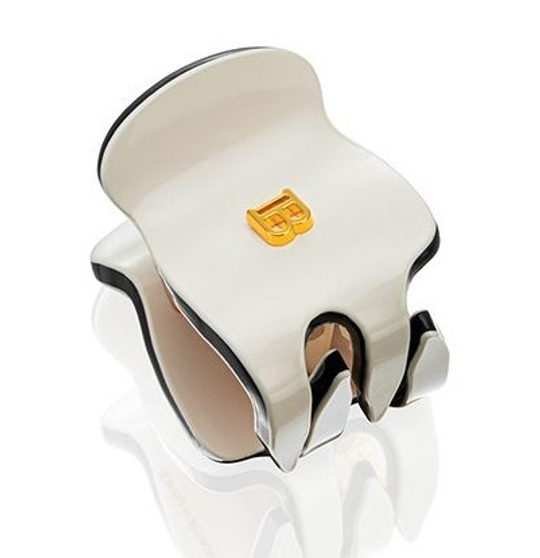Balmain Hair Couture Краб бело-черный размер XS Cellulose Acetate Pince a Cheveux Extra Small White/Black