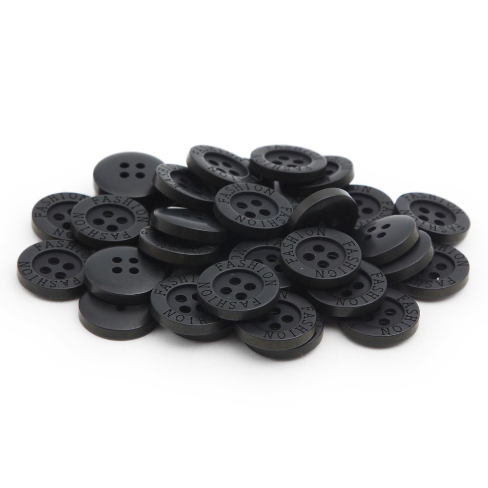 Пуговицы 4 прокола 24L=15 мм, (Black (черный)), 36 шт, 615029-1