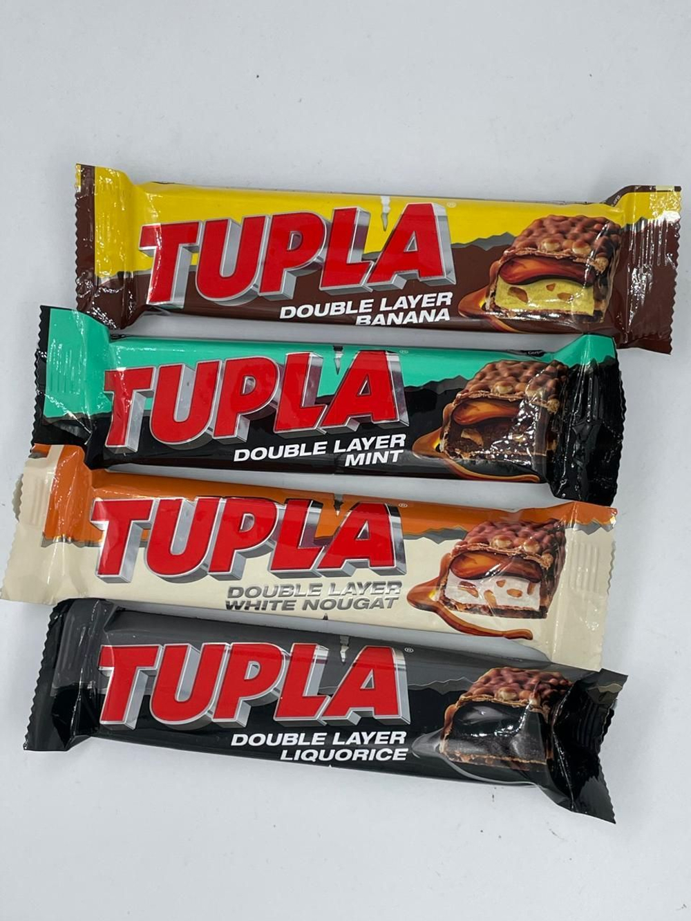 Tupla набор шоколадных батончиков 4 вкуса (лакрица, нуга, мята, банан), 192 г (из Финляндии)
