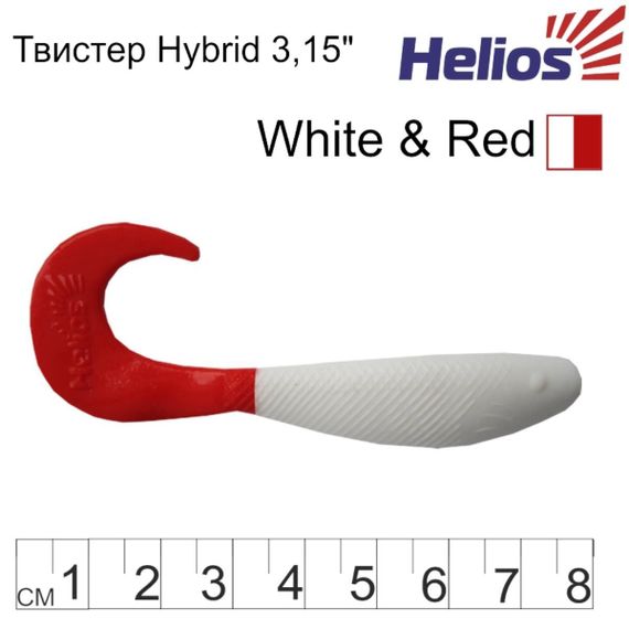 Твистер Helios Hybrid 3,15"/8,0 см White &amp; RT 7шт. (HS-14/1-003)