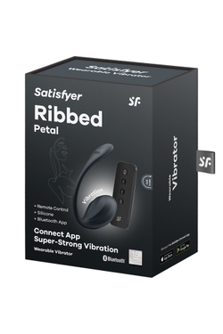 Виброяйцо Satisfyer Ribbed Petal Connect App с пультом ДУ, черное