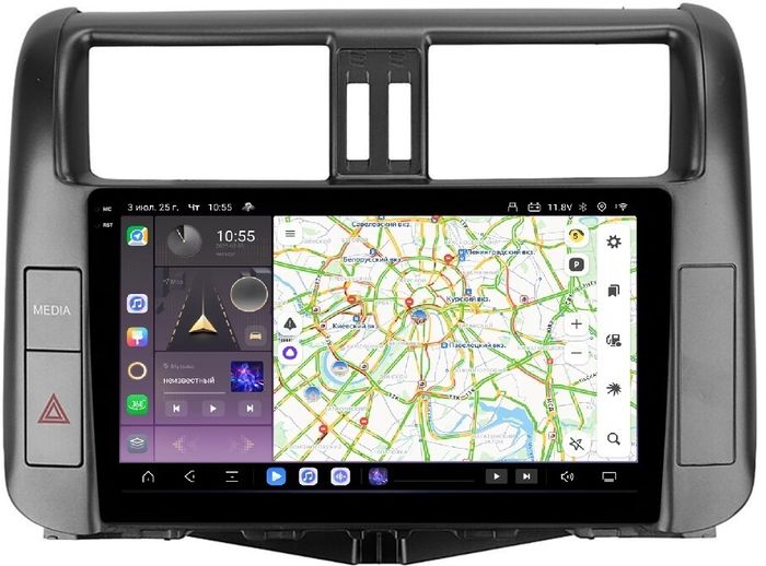 Магнитола для Toyota Land Cruiser Prado 150 2009-2013 (взамен 7" навигации) - Kuberg EW-9613-2 QLed+2K, Android 13, Быстрейшая, CarPlay, 4G SIM-слот