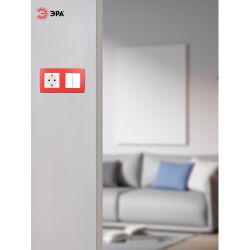12-5002-23 ЭРА Рамка на 2 поста, Эра12, красный | Розетки и выключатели