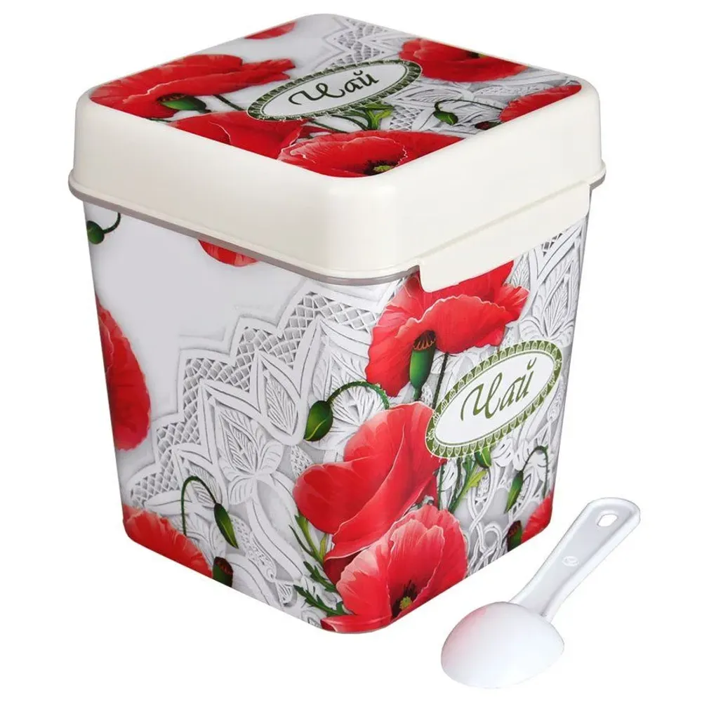 Ёмкость "Маки" (чай) 1,2л. с ложкой