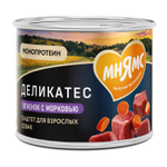 Влажный корм Мнямс Деликатес Паштет из ягненка с морковью для собак всех пород "Клефтико по-афински" 12шт по 200 г