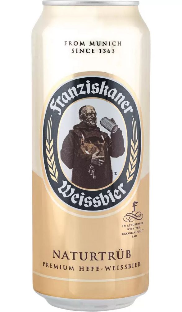 Пиво Францисканер премиум Хефе-Вайсбир пшен свет н/фильтр 0,45 5% Ж/Б Россия