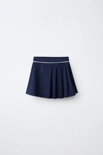 ZARA СПОРТИВНАЯ ЮБКА В СКЛАДКУ, СИНИЙ