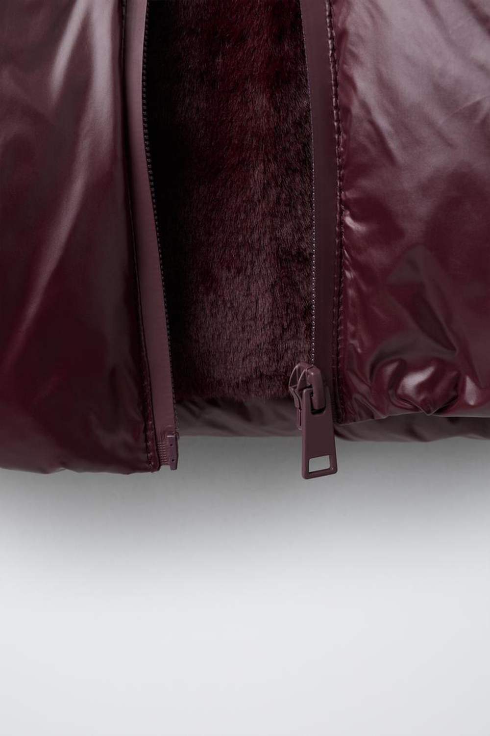 ZARA ПУХОВИК 50% ПУХА И 50% ПЕРА WATER REPELLENT WIND RESISTANT THERMAL INSULATION, БУРГУНДИ