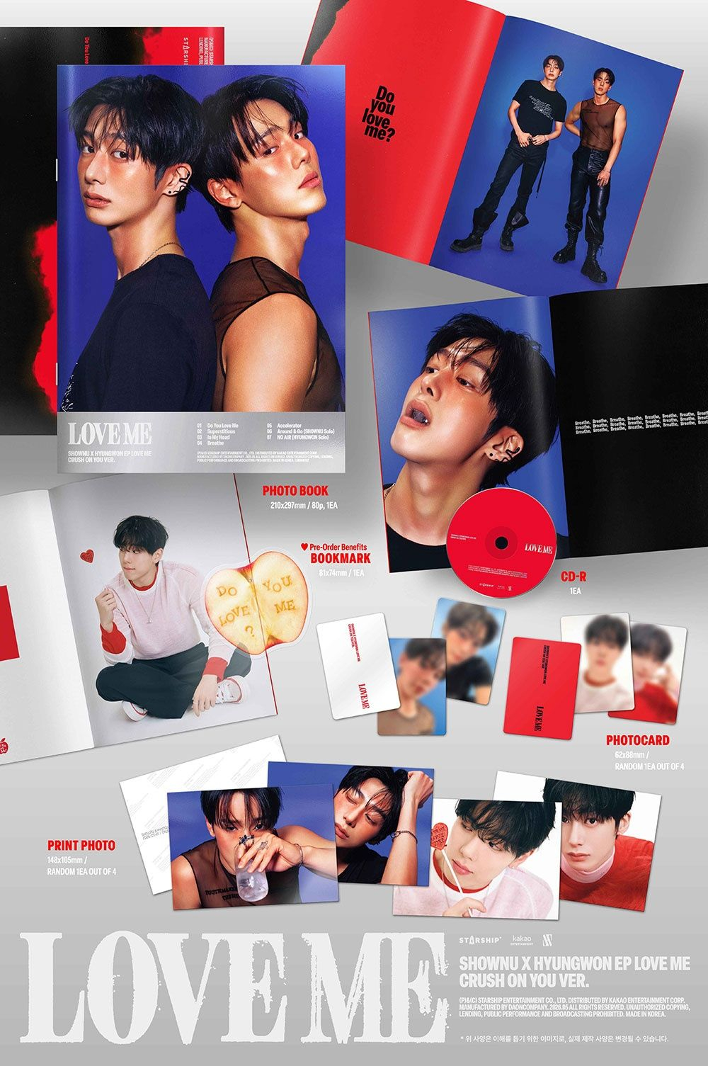 Альбом SHOWNU X HYUNGWON - LOVE ME EP Album 3 Version SET