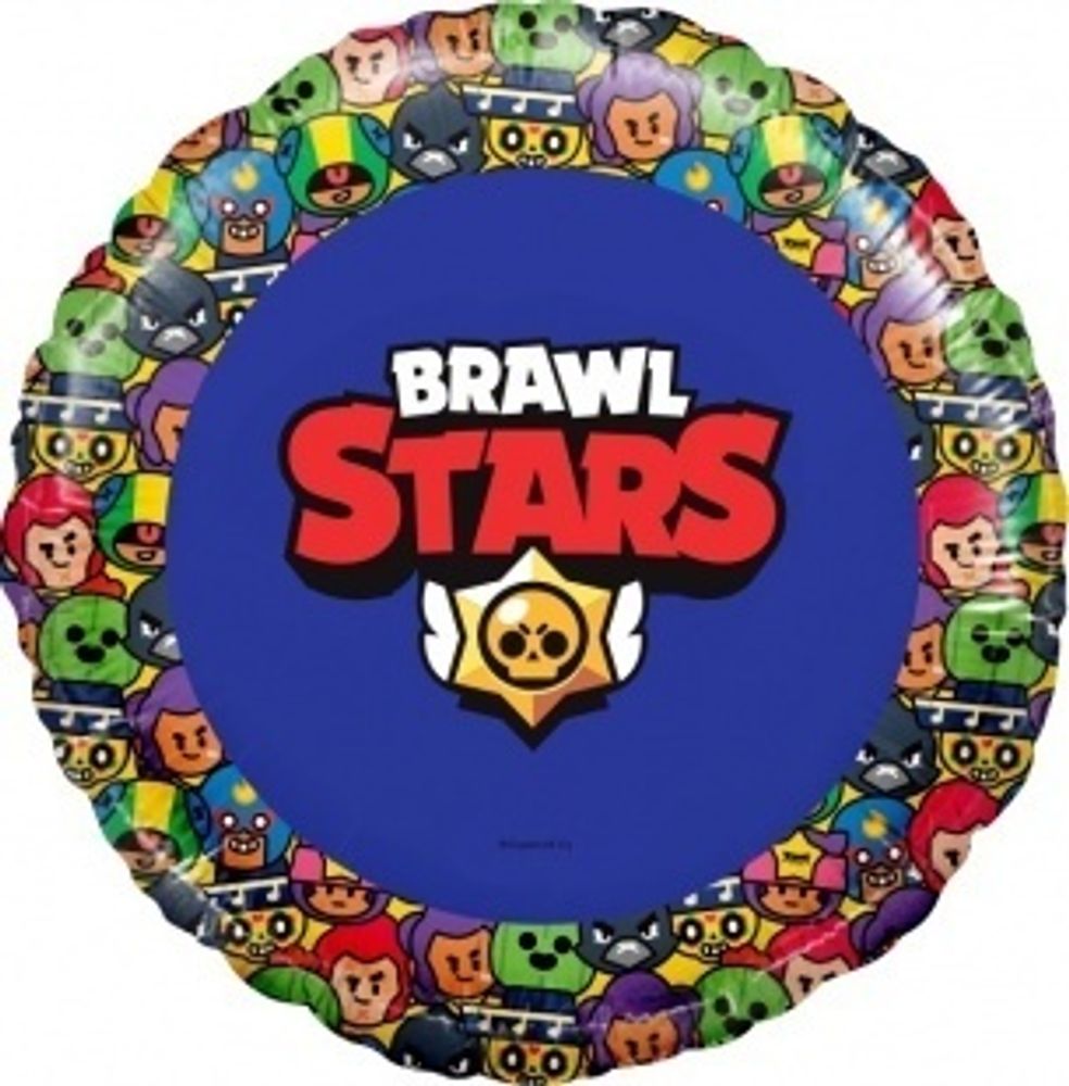 Р 18'' Круг Brawl Stars Звездные бойцы дизайн №3 Синий