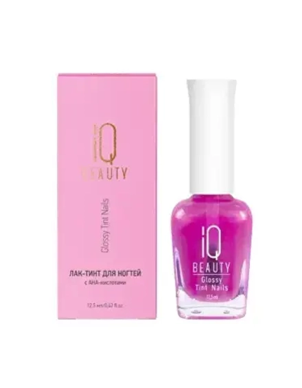 IQ Beauty Лак-тинт с AHA-кислотами для естественного сияния и укрепления Glossy Tint Nails, 12,5 мл Прозрачный маджента