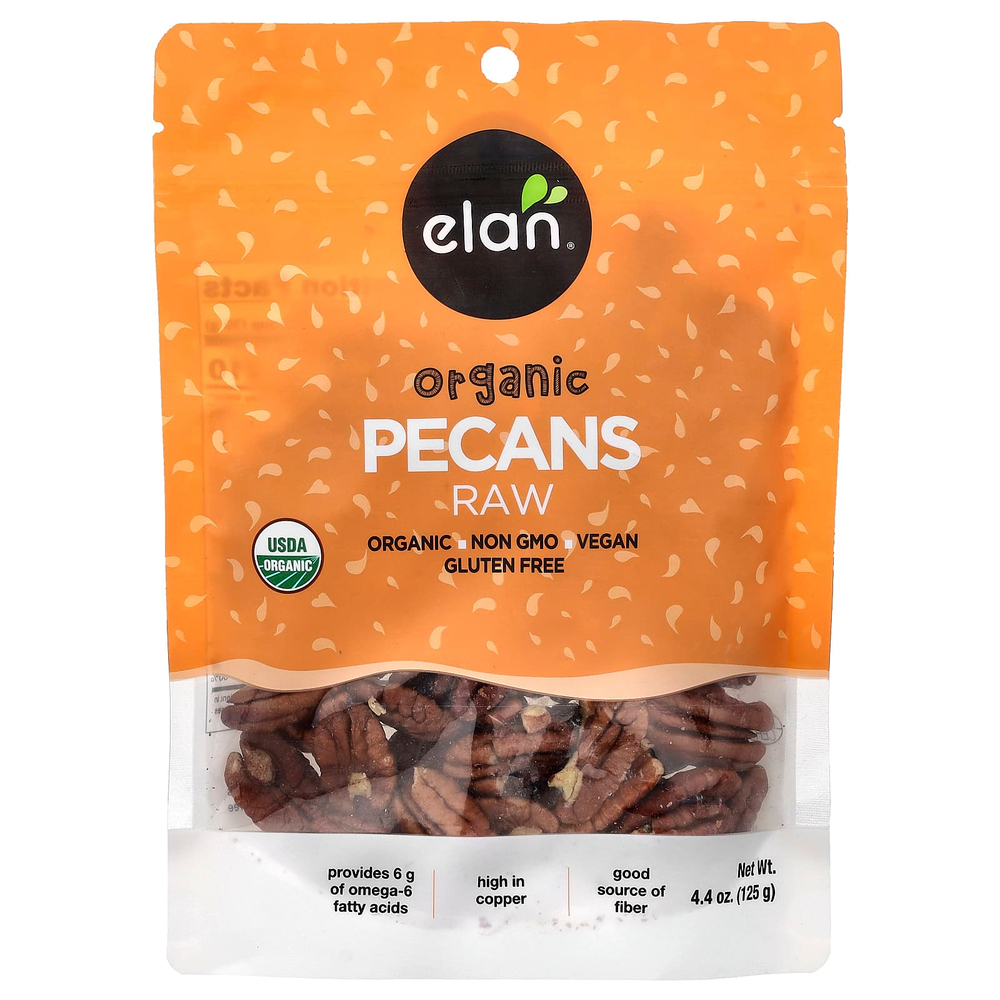 Elan, Органические орехи пекан, необработанные, 125 г (4,4 унции)