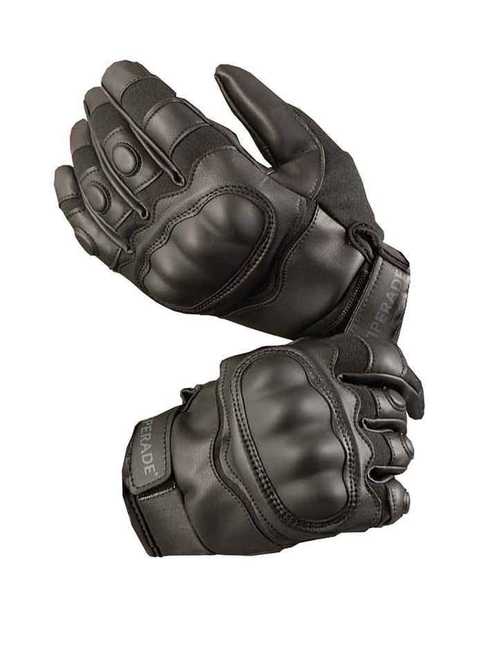 Перчатки тактические OKL кожаные, 2 застежки (black)