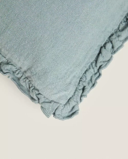 ZARA HOME ЛЬНЯНОЙ ЧЕХОЛ ДЛЯ ДЕКОРАТИВНОЙ ПОДУШКИ, ЗЕЛЕНЫЙ