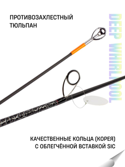 Удилище спиннинговое DEEP WHIRLPOOL, 2 секции, полая верш, длина 2,40 м, тест 20-80 г